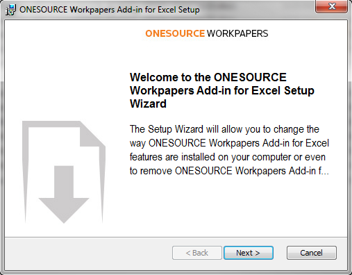 Screen capture showing the beginning of the installation wizard.